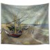 Wall26 - "Fishing Boats on the Beach at Saintes-Maries" by Vincent van Gogh - Fabric Tapestry, Home Decor - 68x80 inches   